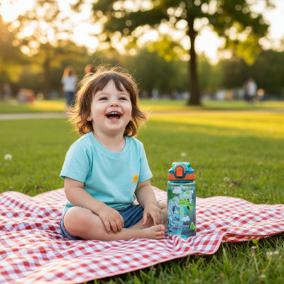 gourde enfant 600ml enfant dans un parc