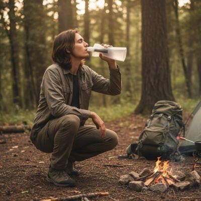 gourde filtrante en milieu nature