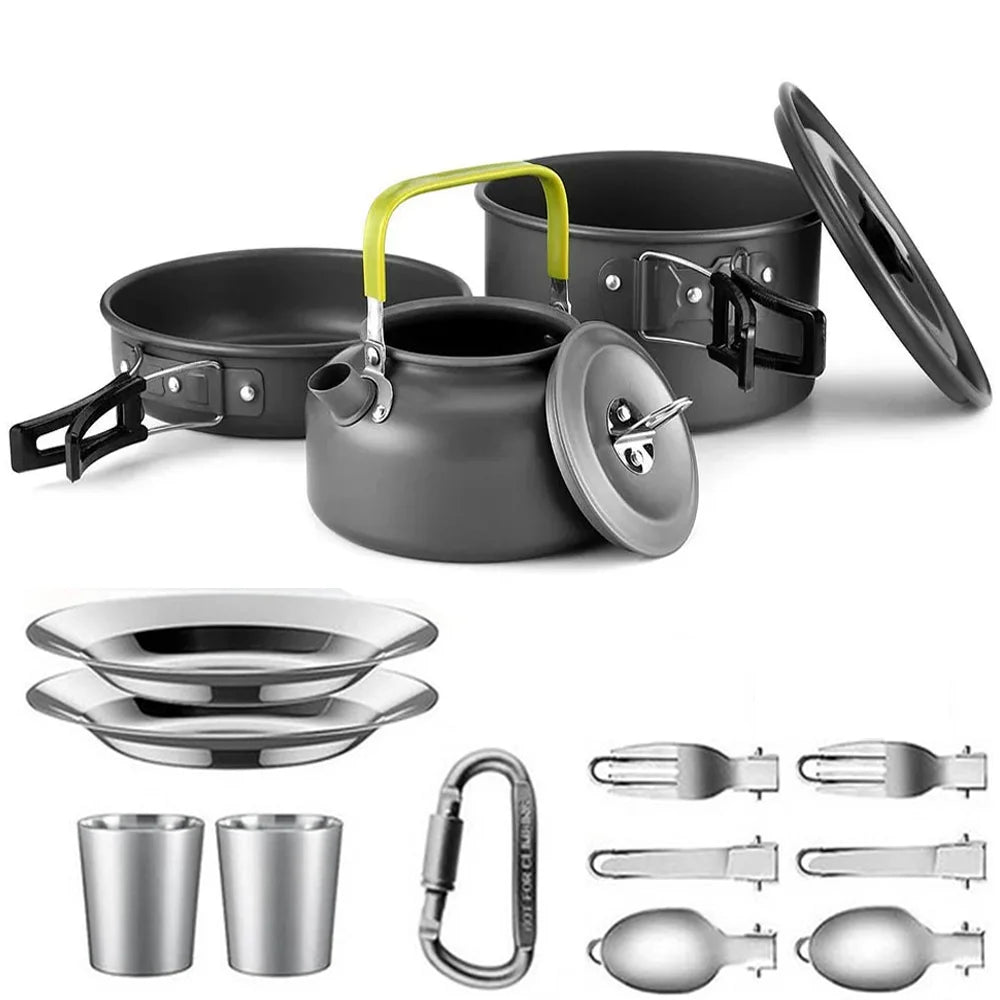 Kit casserole camping pour 2, couvert & ustensile