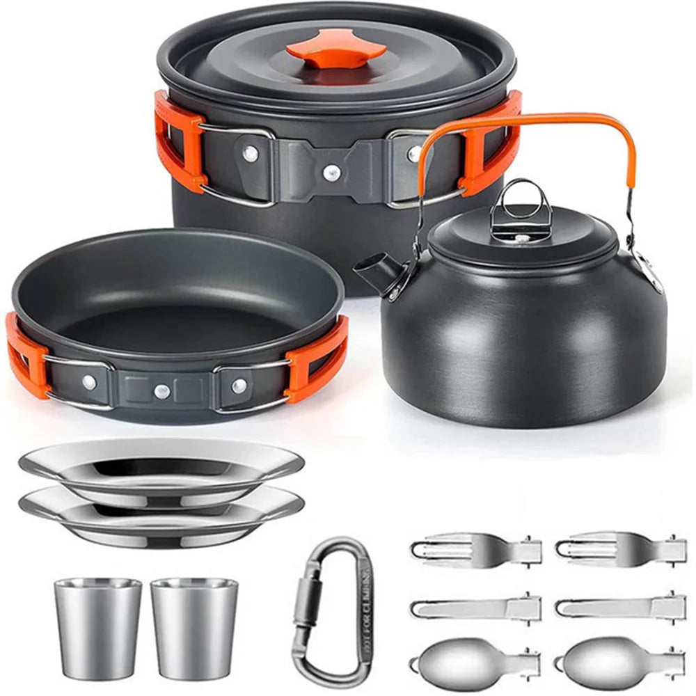 Kit casserole camping pour 2, couvert & ustensile