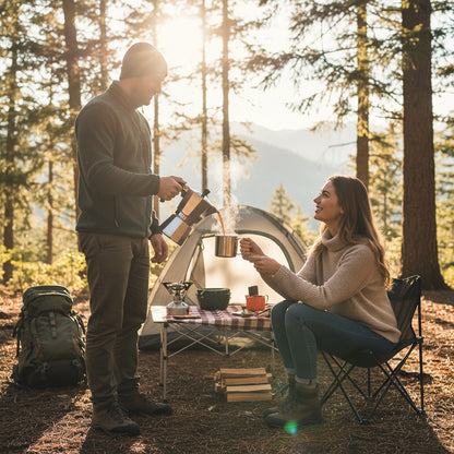 Cafetière italienne induction en camping 