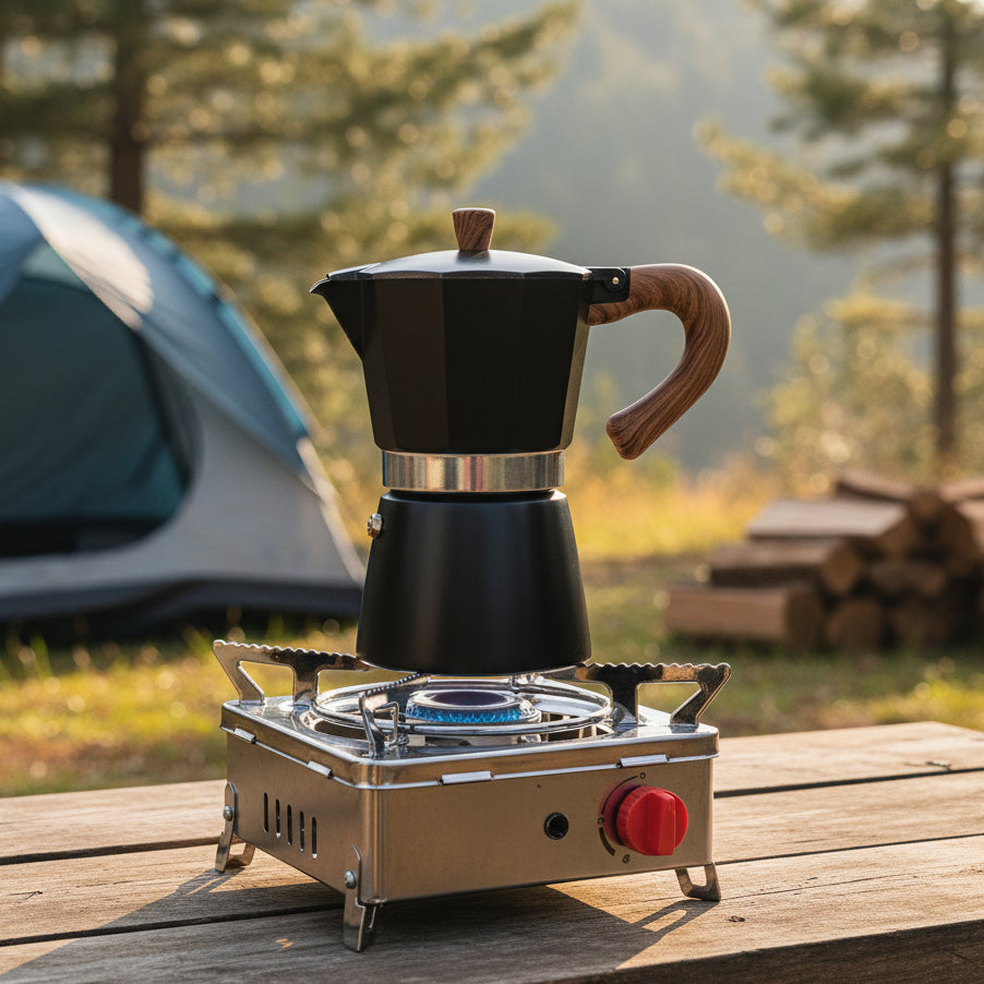 cafetiere italienne induction noir en camping