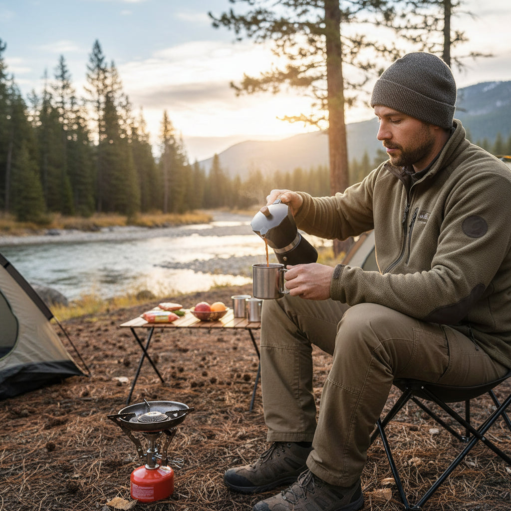 cafetiere italienne induction en camping outdoor