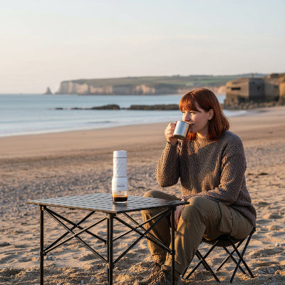 cafetière portable  plage de normandie