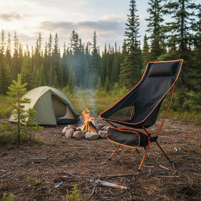 chaise camping orange outdoor bivouac
