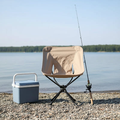 chaise camping au bord d'un lac