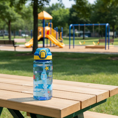 gourde enfant 600ml bleu monde marin 