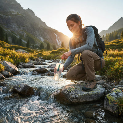 gourde filtrante en milieu naturel