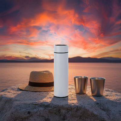 gourde isotherme 500ml blanche coucher de soleil 