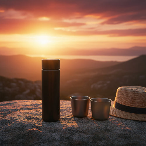 gourde isotherme 500 ml noir coucher de soleil