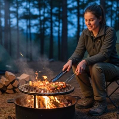 Grille barbecue ronde​ foyer extérieur 