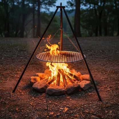 grille barbecue ronde en camping 