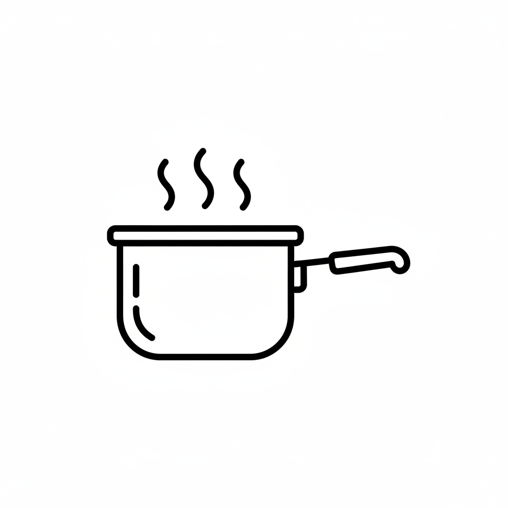 icone camping noir et blanc : casseriole qui chauffe
