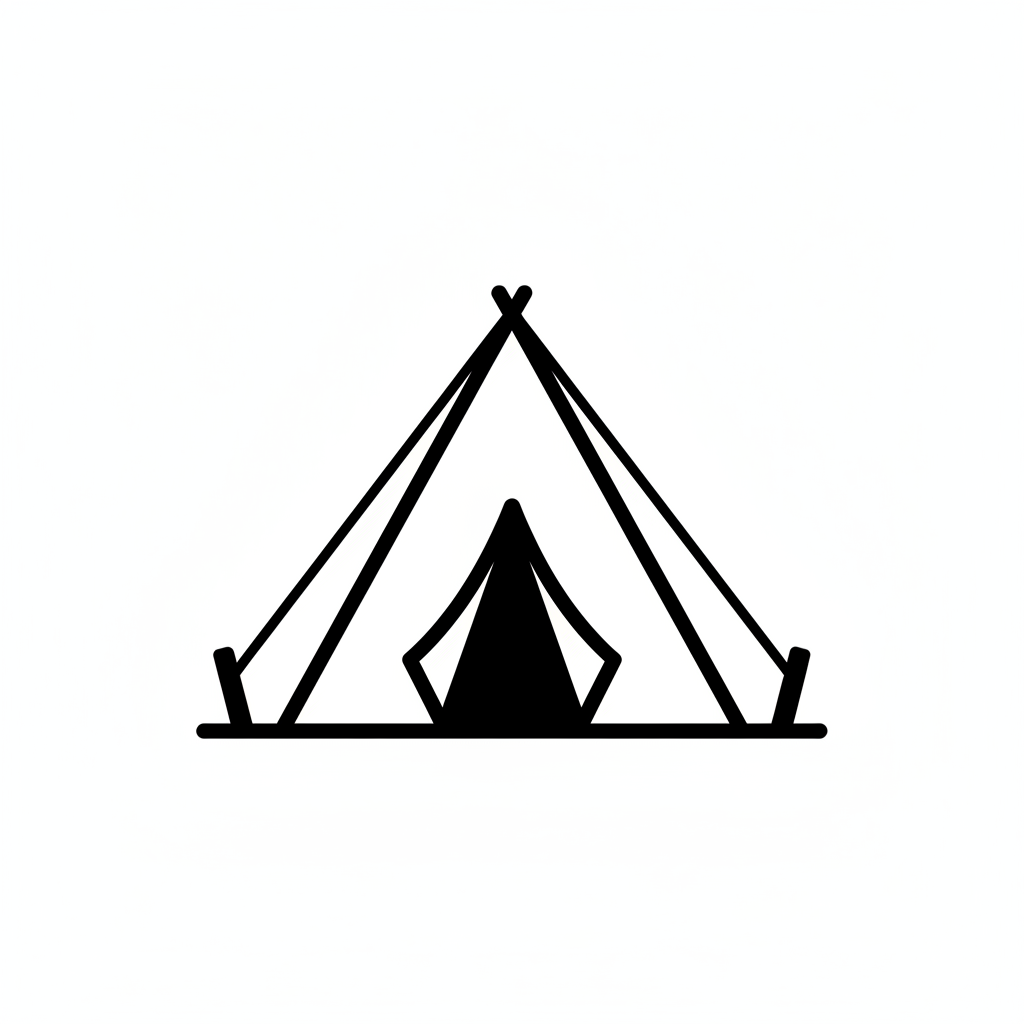 icone camping noir et blanc : tente