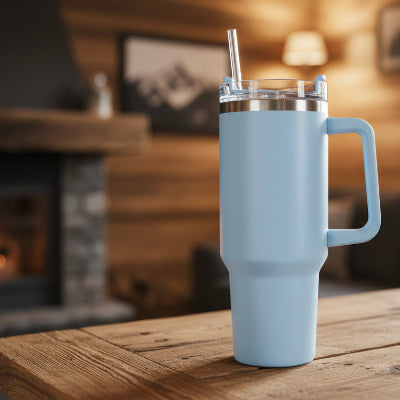 mug isotherme bleu poudre