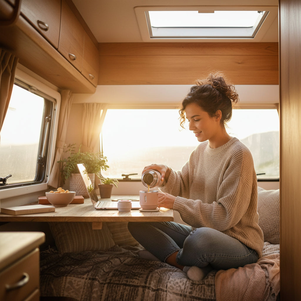 mug thermos dans camping-car