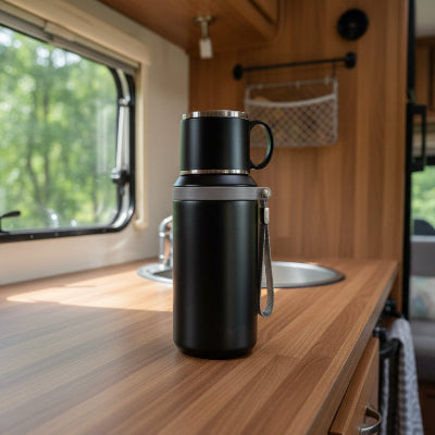 mug thermos noir camping car 