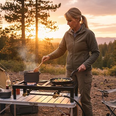 rechaud gaz  2 feux cuisine outdoor plein air 