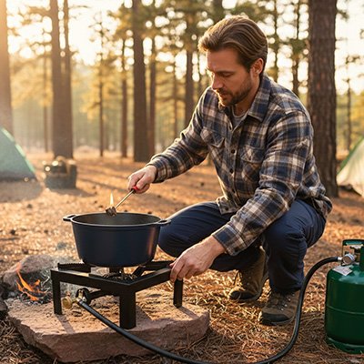 rechaud gaz bushcraft en foret 