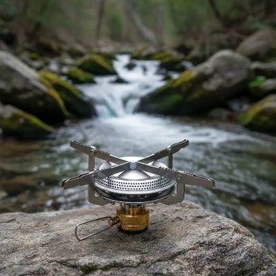 rechaud gaz en plein nature