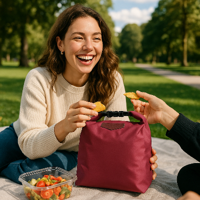 sac isotherme repas collation dans un parc 
