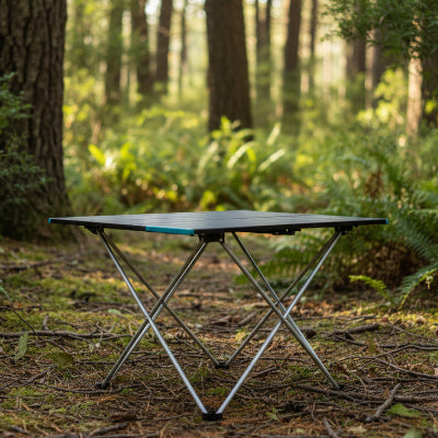 table de camping en foret