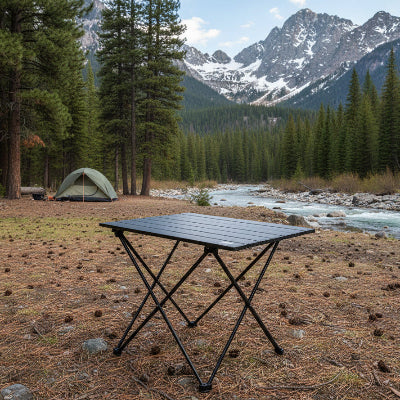table de camping en nature