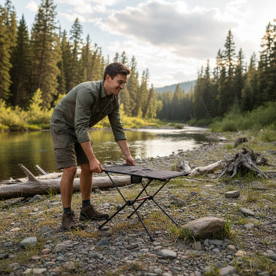 table pliante camping fait pour l'exterieur