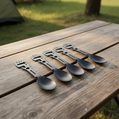 5 cuillere fourchette camping 